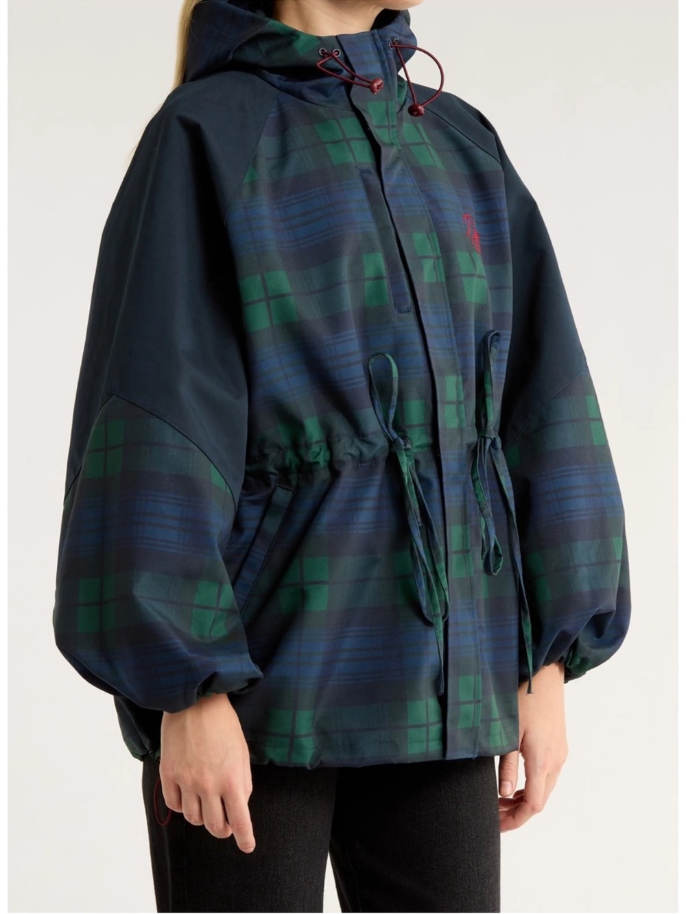 VIRAL Damson Madder Liu Navy Check Plaid Raincoat Anorak US8 US14 - Picture 2 of 3